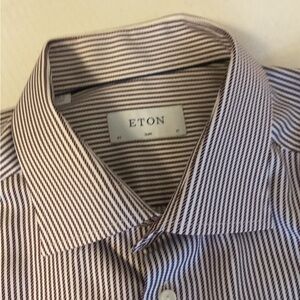 ETON Men's Dress Shirt - Purple and White Stripes